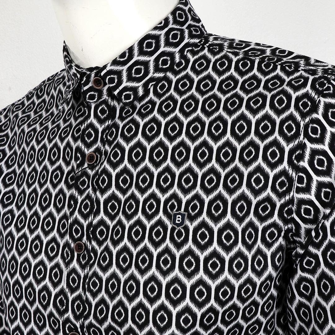 Flowery Design Vintage Long Sleeve Men's Shirt. - Obeezi.com