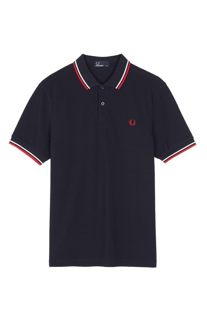 Fred Perry Red and White Collar Polo-Navy Blue - Obeezi.com