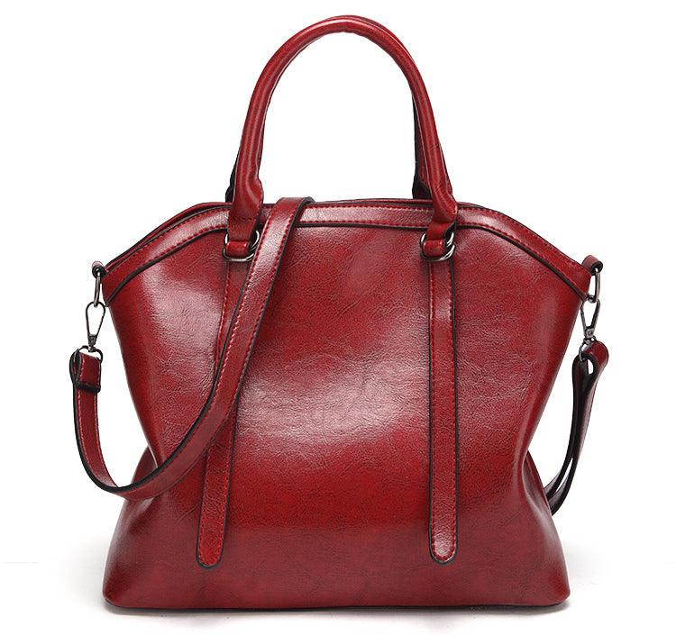 French Classic Woman Leather Red Handbag - Obeezi.com