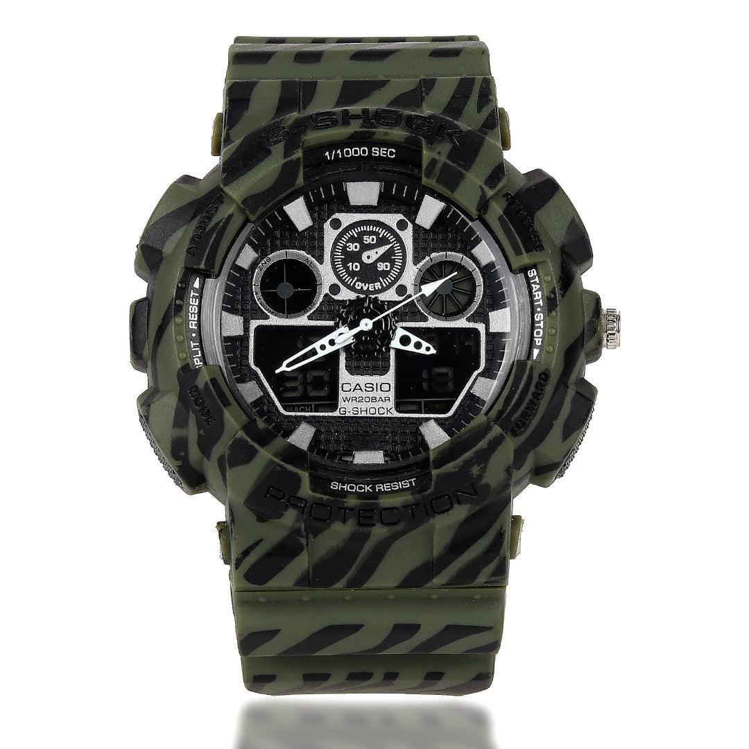G Shock Digital And Analog Green Black Design Watch - Obeezi.com