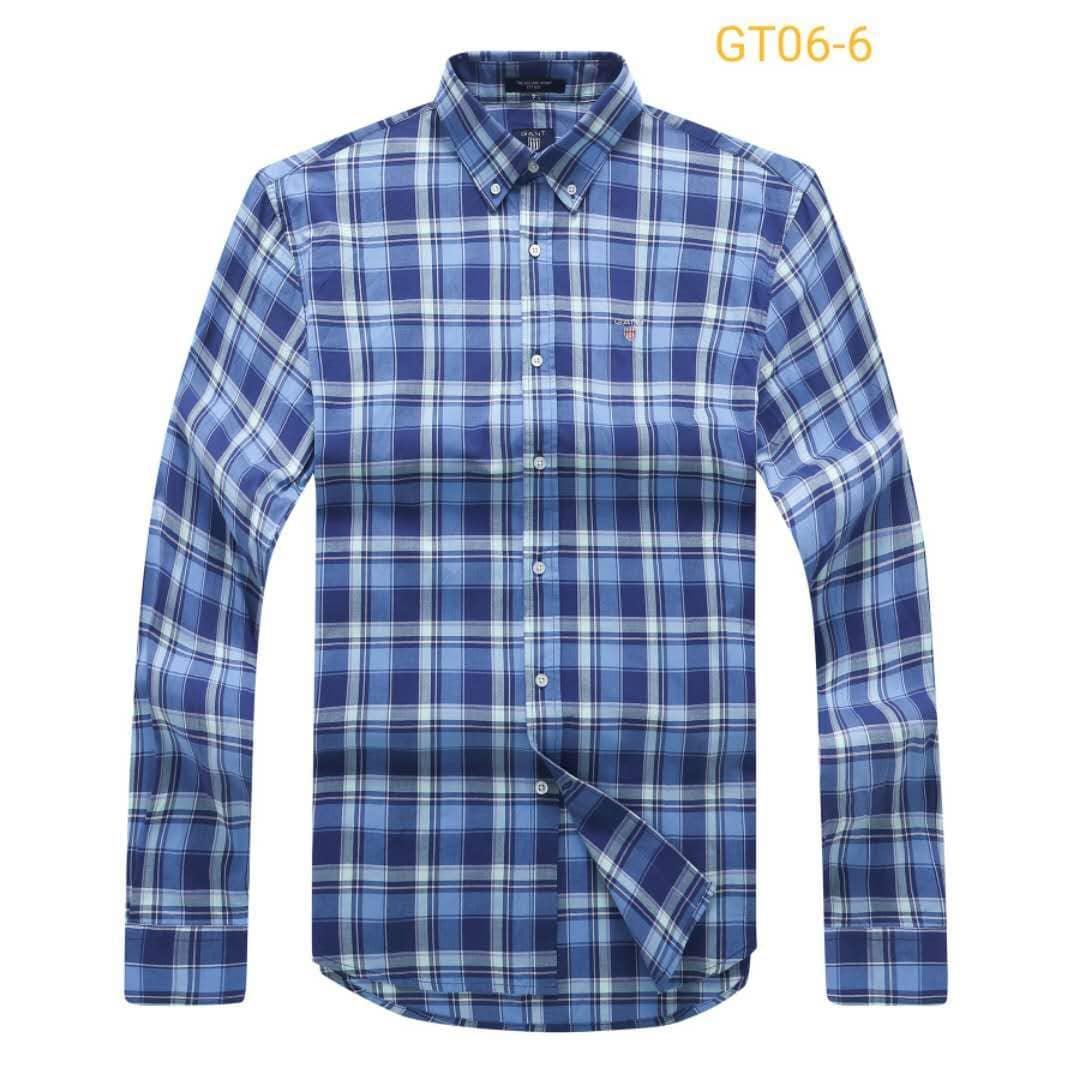 Gant Men's Plain 100% cotton collar Button down Blue Striped Long sleeve Shirt - Obeezi.com