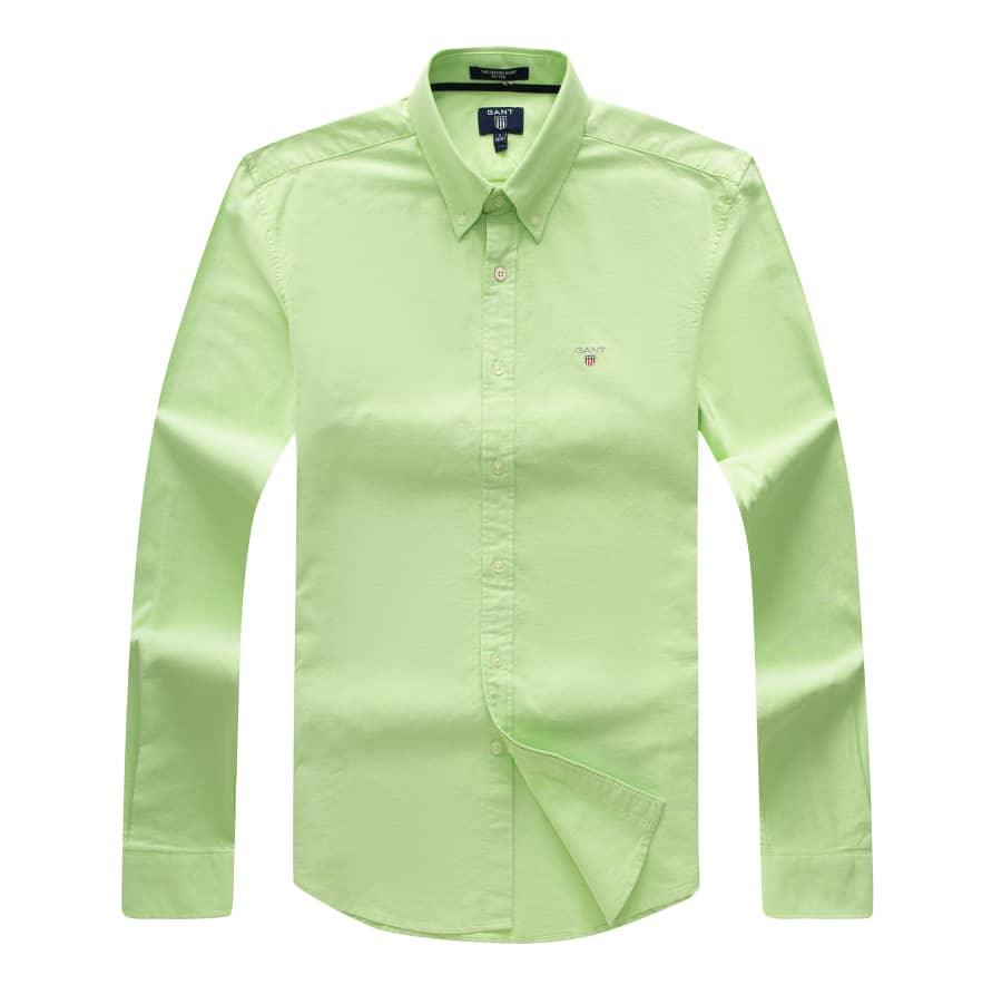 Gant Men's Plain 100% cotton collar Button down Lemon Long sleeve Shirt - Obeezi.com