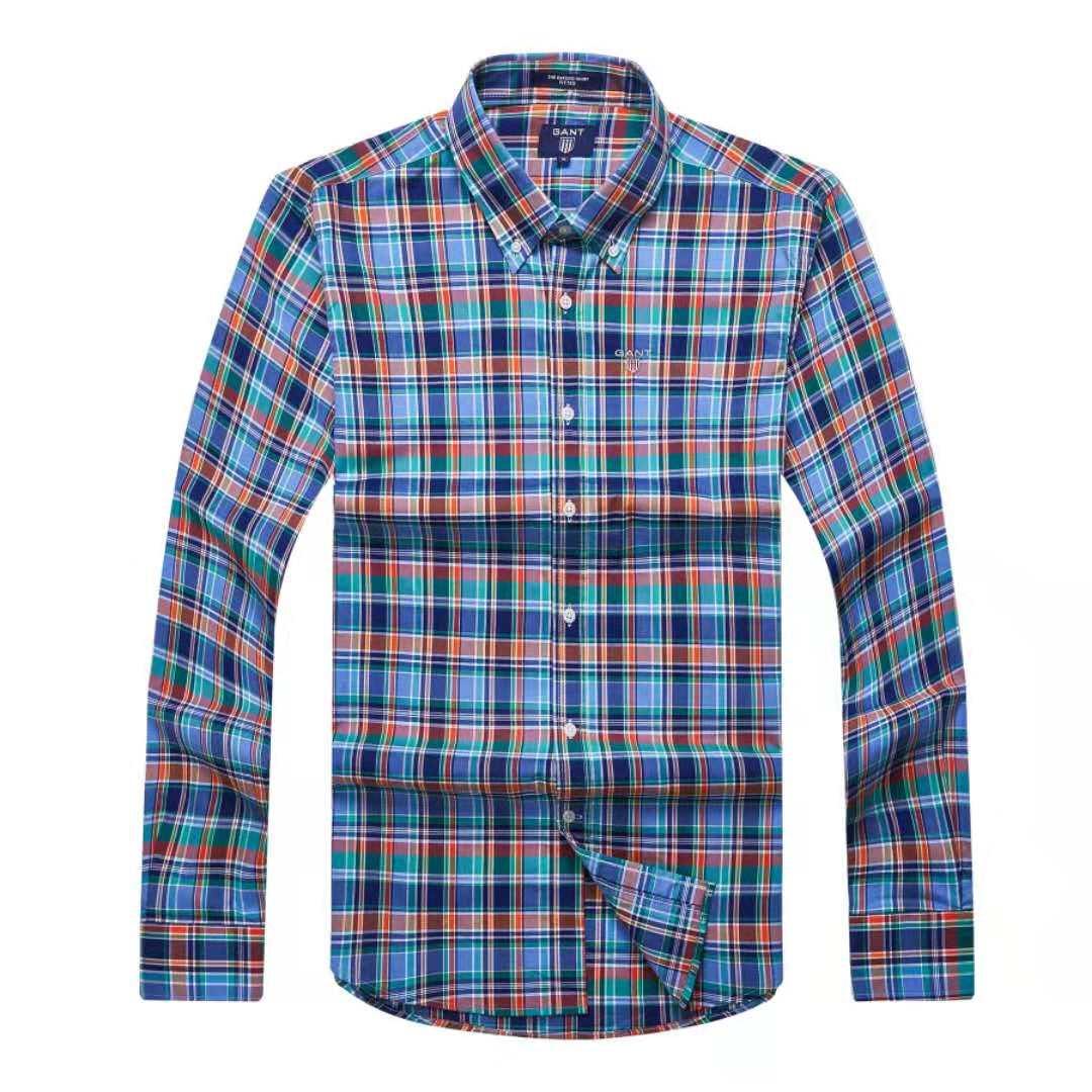 Gant Plain Men's Casual Blue Crest Check Longsleeve Shirt - Obeezi.com