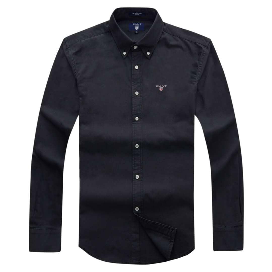 Gant Plain Men's Longsleeve Casual Shirt- Black - Obeezi.com