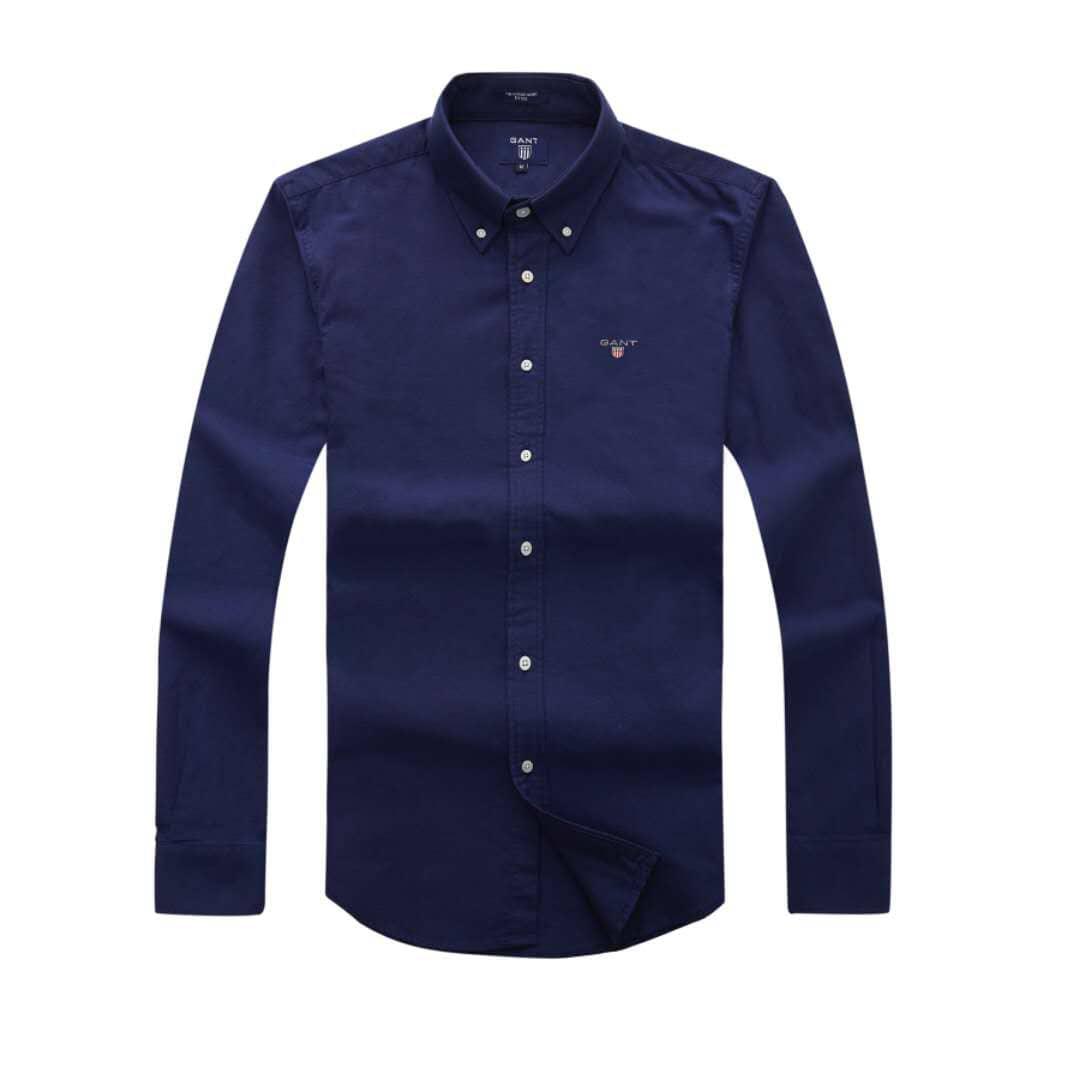 Gant Plain Men's Longsleeve Casual Shirt- Navyblue - Obeezi.com