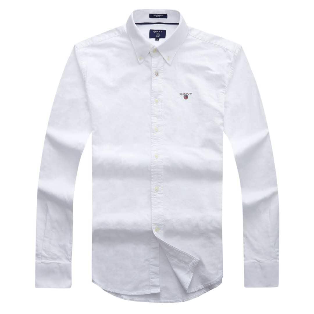 Gant Plain Men's Longsleeve Casual Shirt- White - Obeezi.com