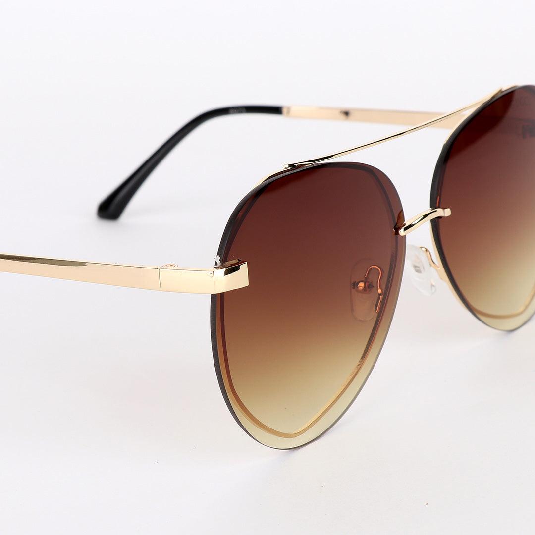 GC Gold Frame Acetate Metal Hand Brown Sunglasses - Obeezi.com