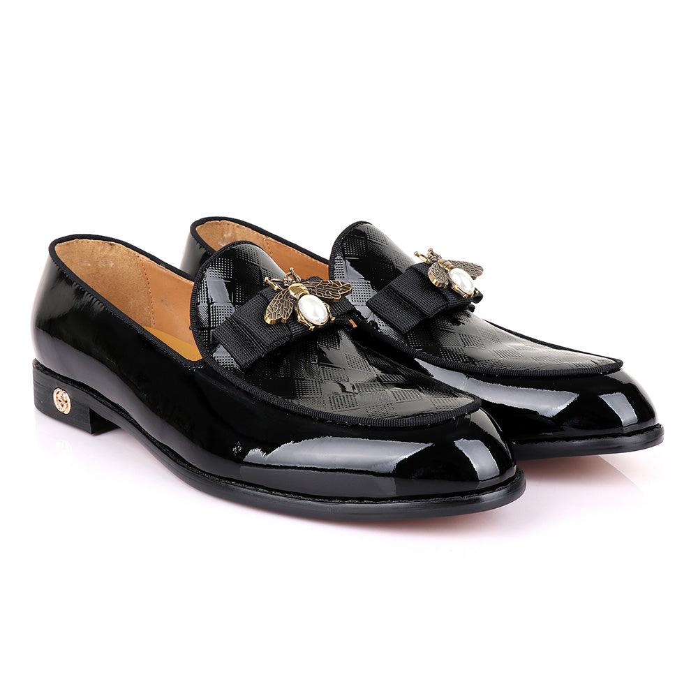 Gc Luxury Butterfly Black Wetlips Leather Shoe - Obeezi.com