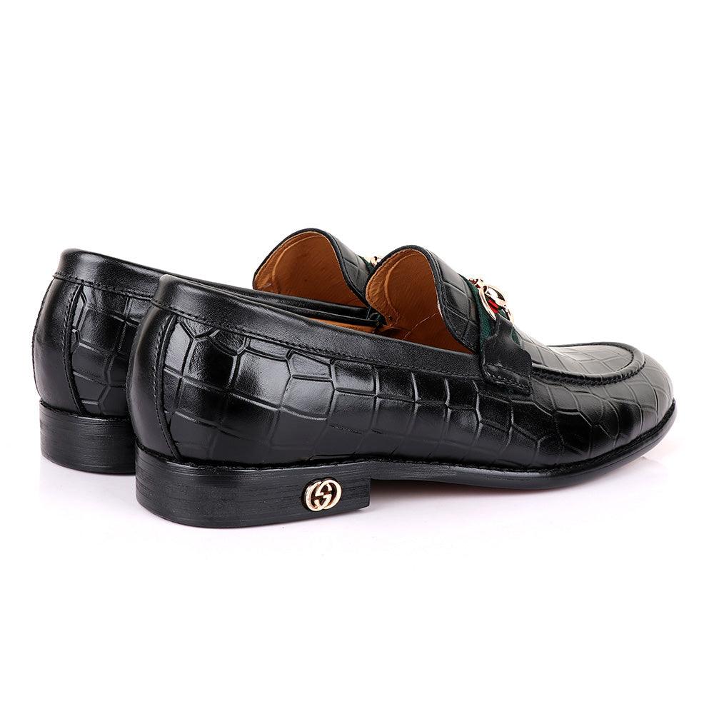 Gc Luxury Croc Chain Black Leather Shoe - Obeezi.com