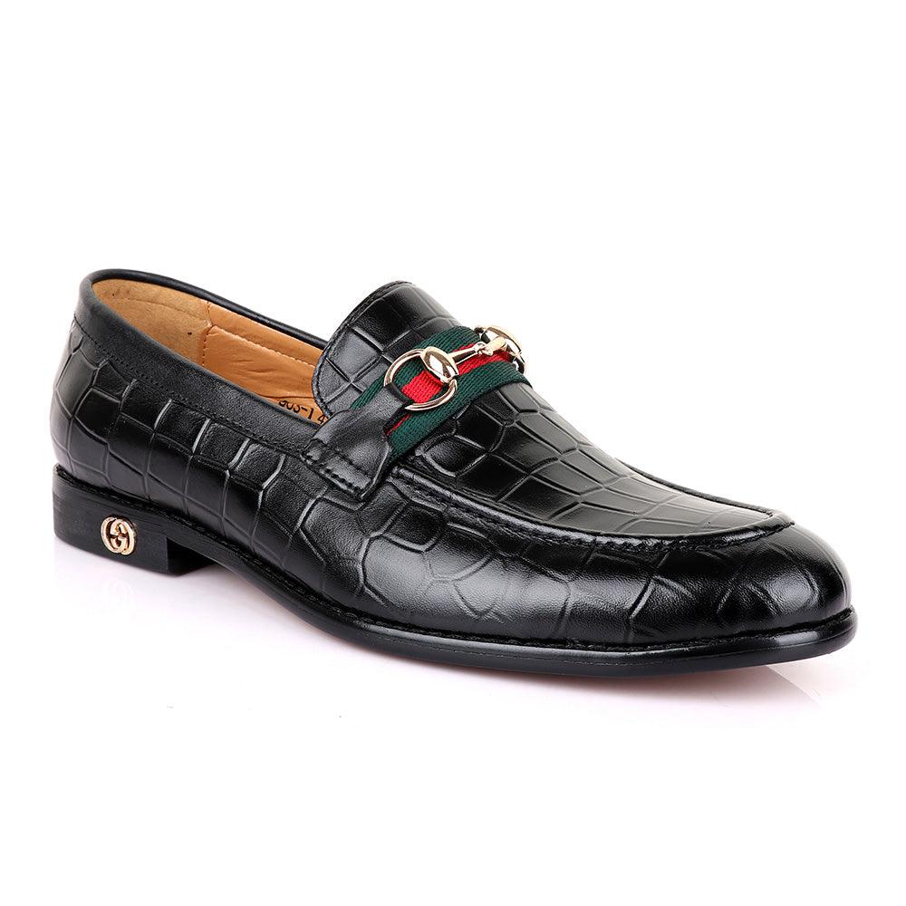 Gc Luxury Croc Chain Black Leather Shoe - Obeezi.com