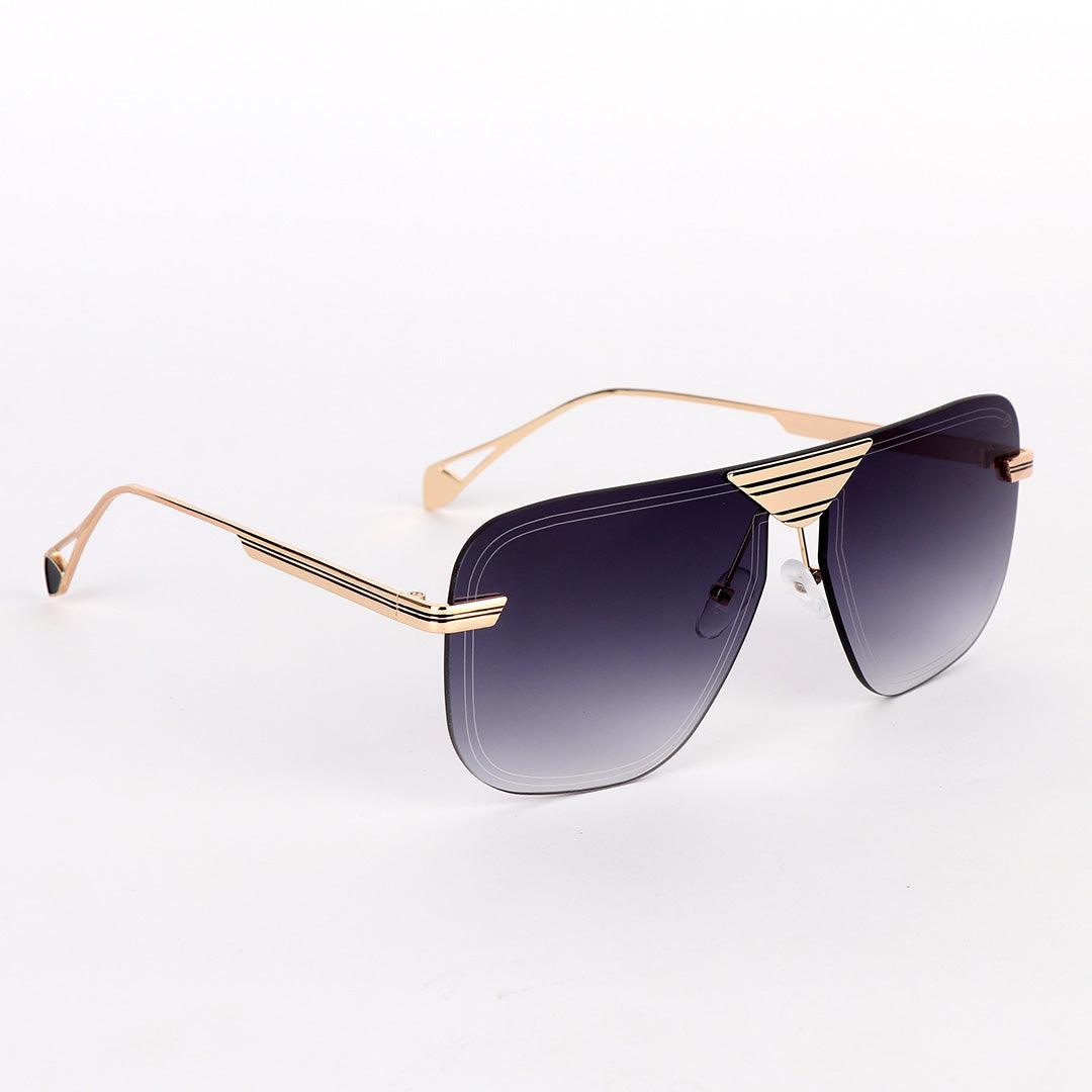 GC Rimless frame Acetate And Gold Meta Hand Black Lens Sunglasses - Obeezi.com
