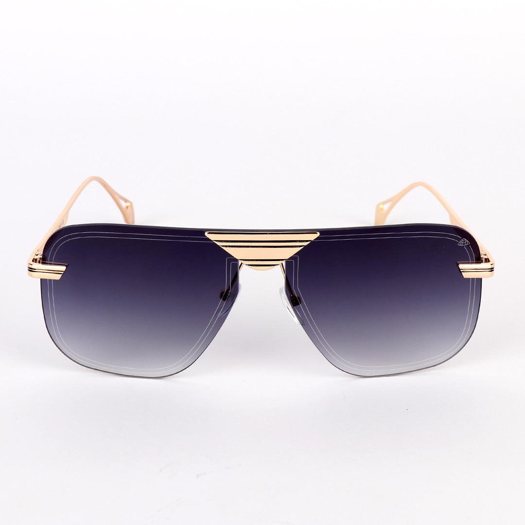 GC Rimless frame Acetate And Gold Meta Hand Black Lens Sunglasses - Obeezi.com