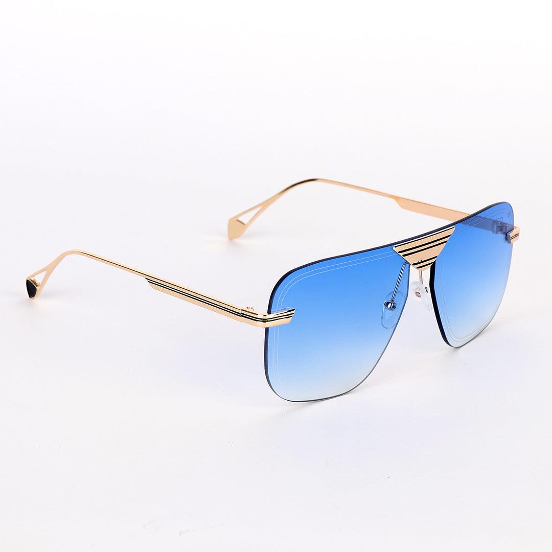 GC Rimless frame Acetate And Gold Meta Hand Blue Lens Sunglasses - Obeezi.com