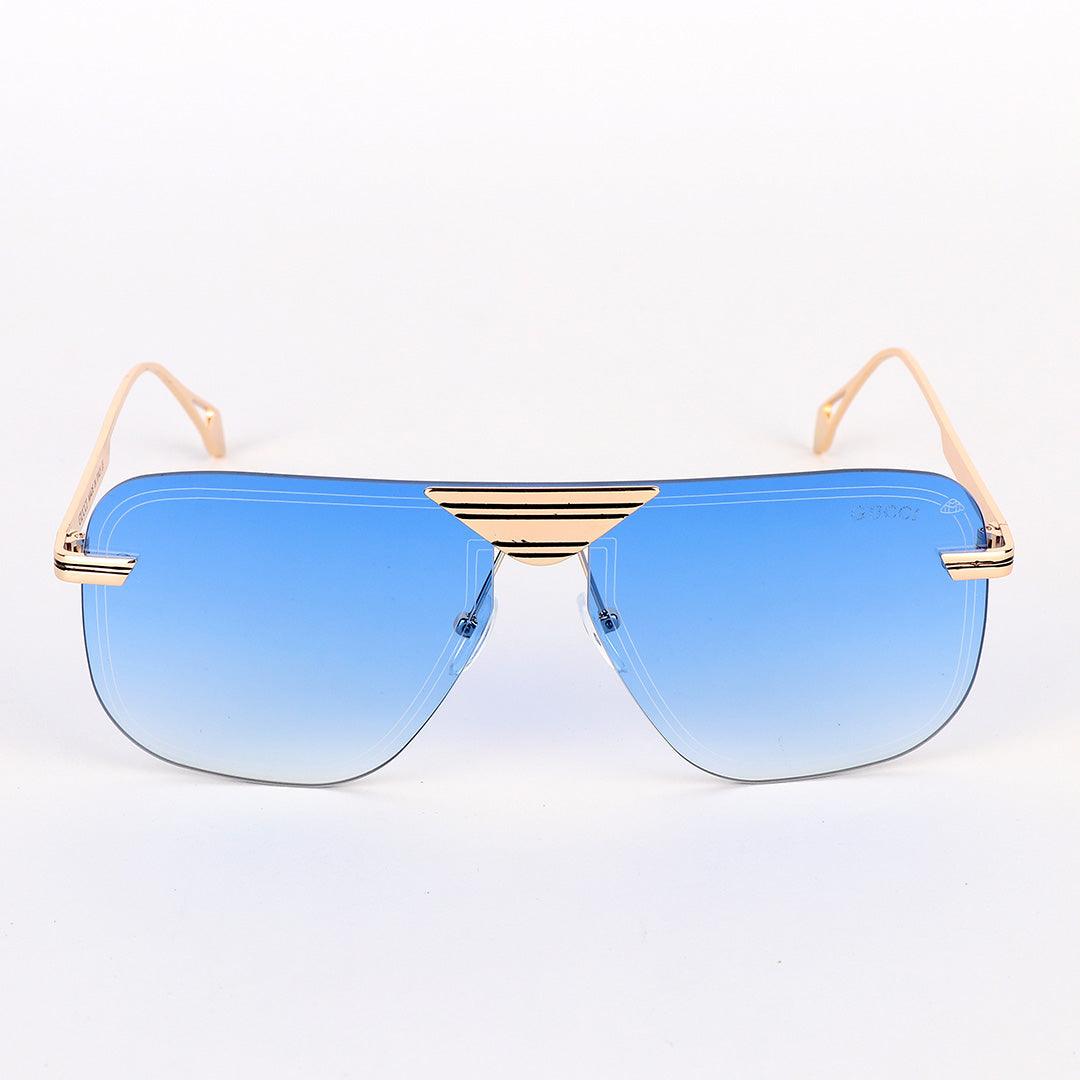 GC Rimless frame Acetate And Gold Meta Hand Blue Lens Sunglasses - Obeezi.com