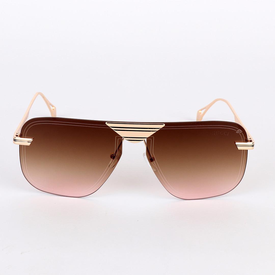 GC Rimless Frame Acetate Gold Metal Brown Sunglasses - Obeezi.com