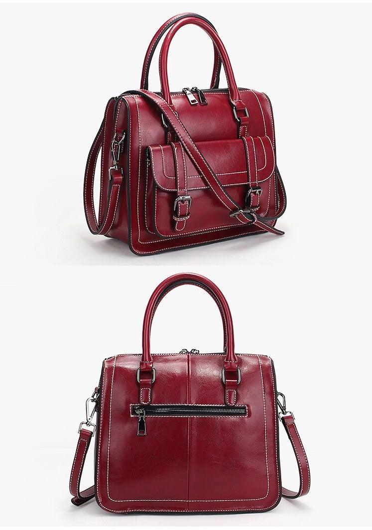 Genuine Leather Fashion Women handbag Red - Obeezi.com
