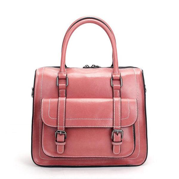 Genuine Leather Fashion Women Pink Handbag - Obeezi.com