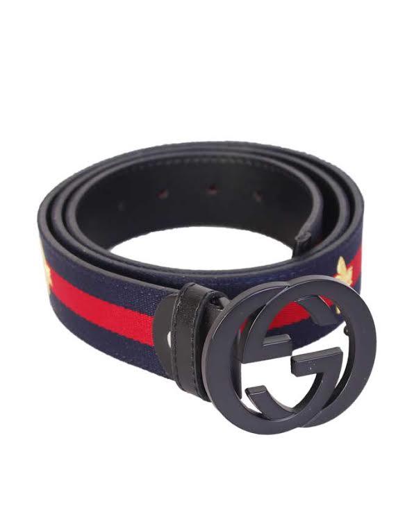 GG Supreme Black Logo Belt Navyblue and Red Stripe - Obeezi.com