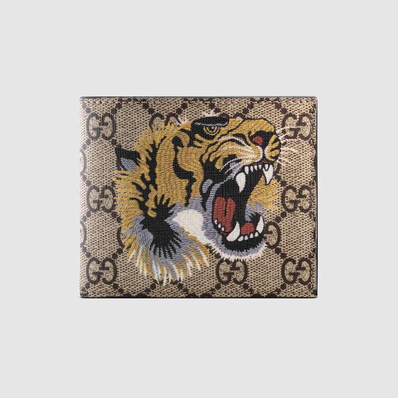 GG Supreme Tiger Head Leather Wallet - Obeezi.com