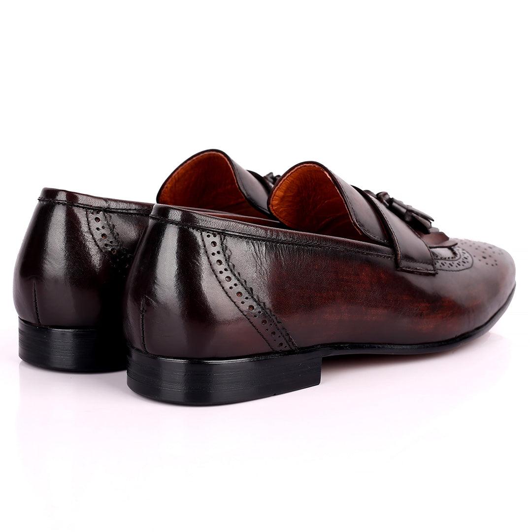 Gian Classic Tassel And Croc Designed Leather Shoe - Coffee - Obeezi.com