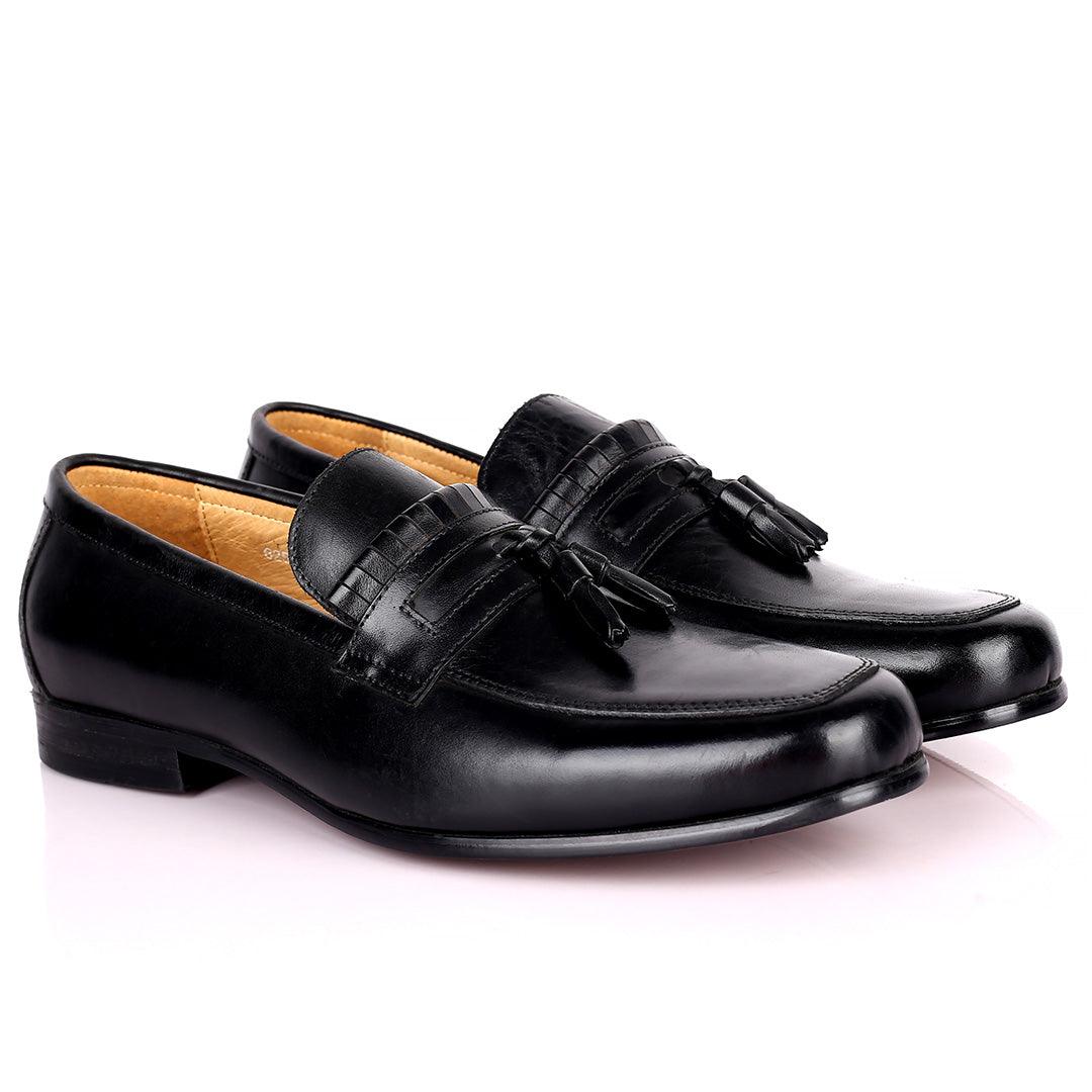 Gian Elegant Fringe Designed Loafers Shoe - Black - Obeezi.com
