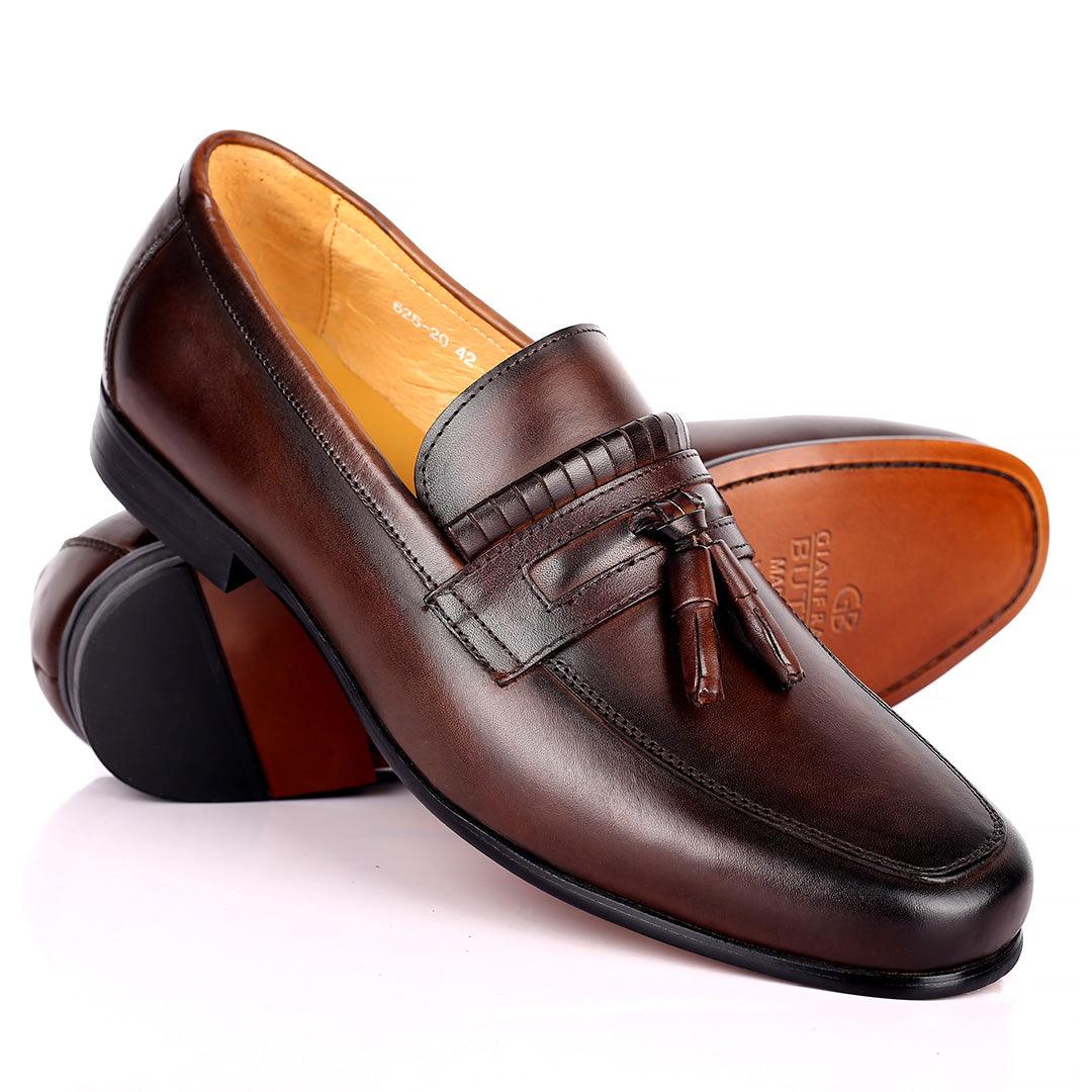 Gian Elegant Fringe Designed Loafers Shoe - Coffee - Obeezi.com