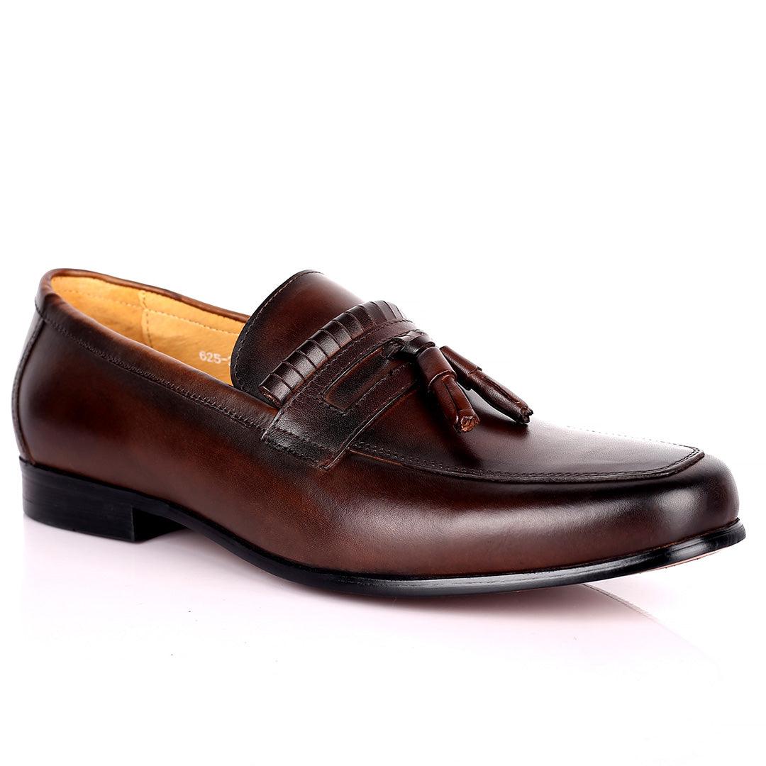 Gian Elegant Fringe Designed Loafers Shoe - Coffee - Obeezi.com