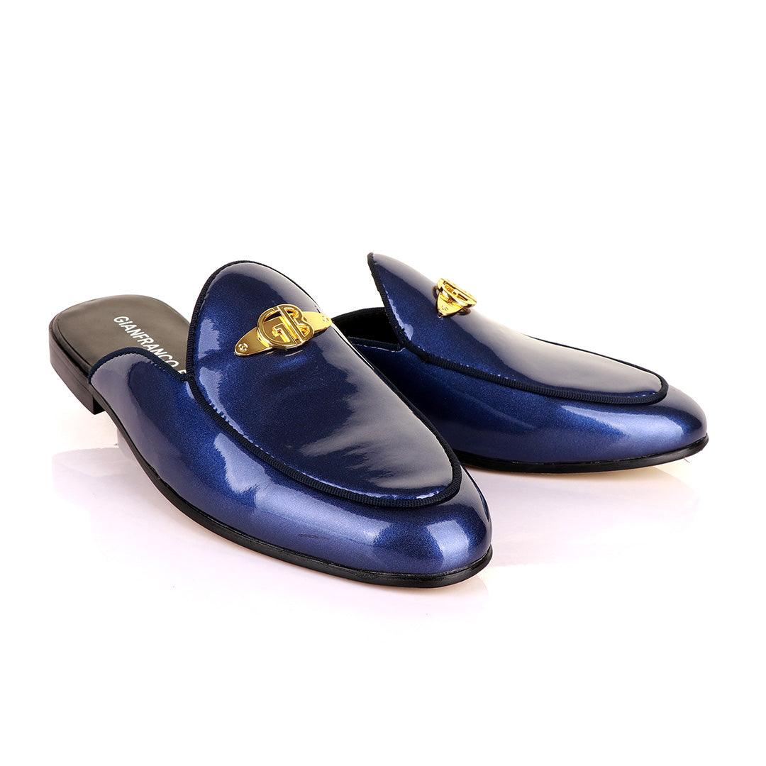 Gianfrranco Butteri Half Shoe With Gold Logo-Royal Blue - Obeezi.com