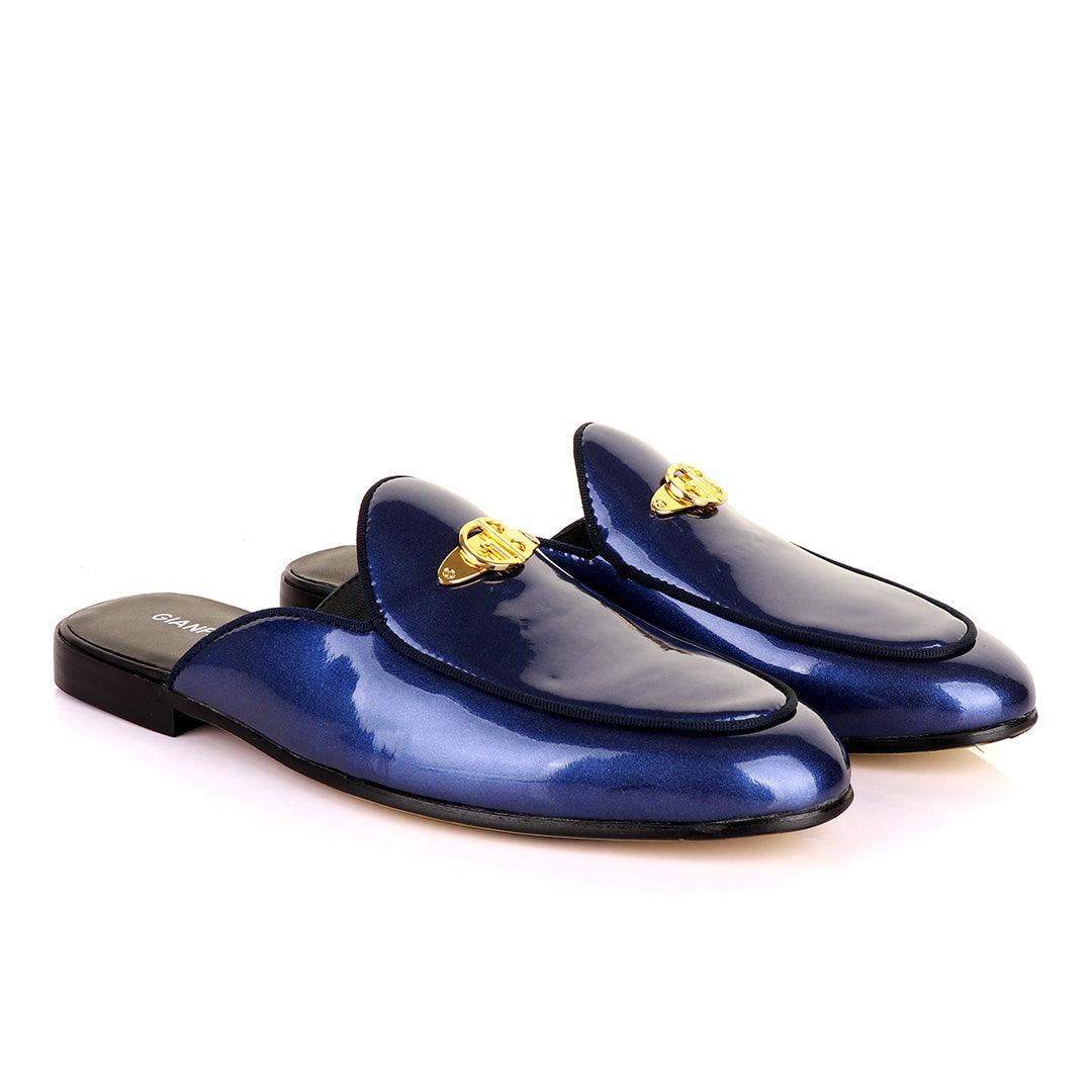 Gianfrranco Butteri Half Shoe With Gold Logo-Royal Blue - Obeezi.com