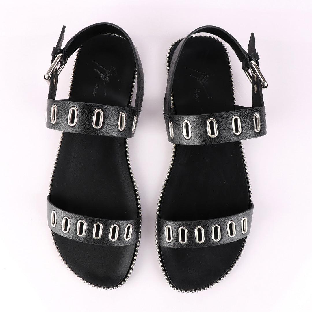 Giuseppe Zanotti Black Rander Trap Leather Sandal - Obeezi.com