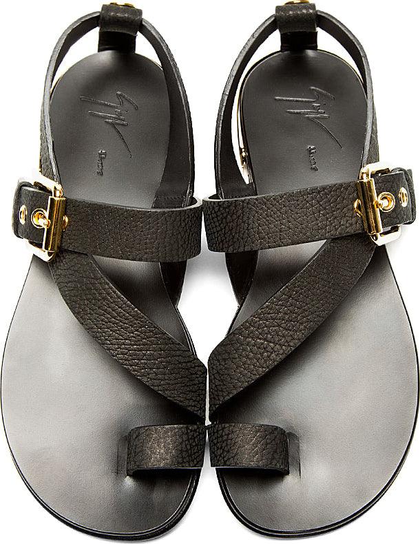Giuseppe Zanotti Brown Leather Metal Sandal - Obeezi.com