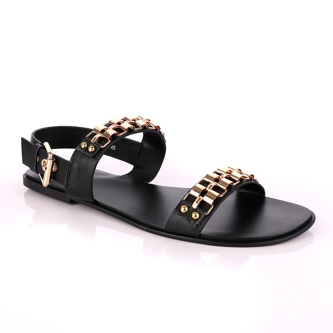 Giuseppe Zanotti Gold Curb Double Strap Sandals - Obeezi.com