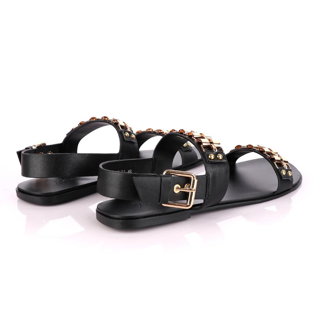 Giuseppe Zanotti Gold Curb Double Strap Sandals - Obeezi.com