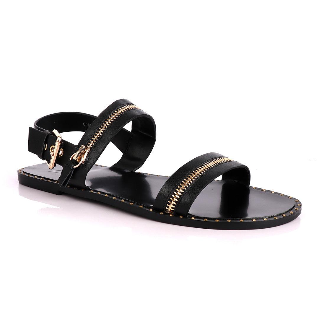 Giuseppe Zanotti Zip Strap Black Sandal - Obeezi.com