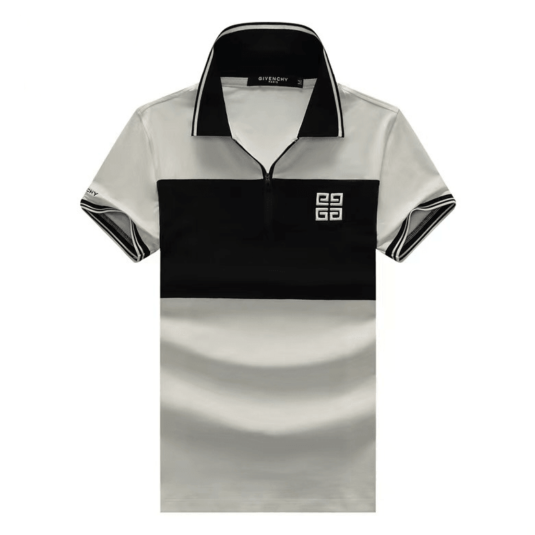 Giv Logo Designed Custom Fit Collar Polo - White Black - Obeezi.com