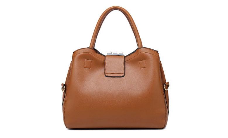 Golden metalic Design 3 in 1 woman Brown Handbags - Obeezi.com