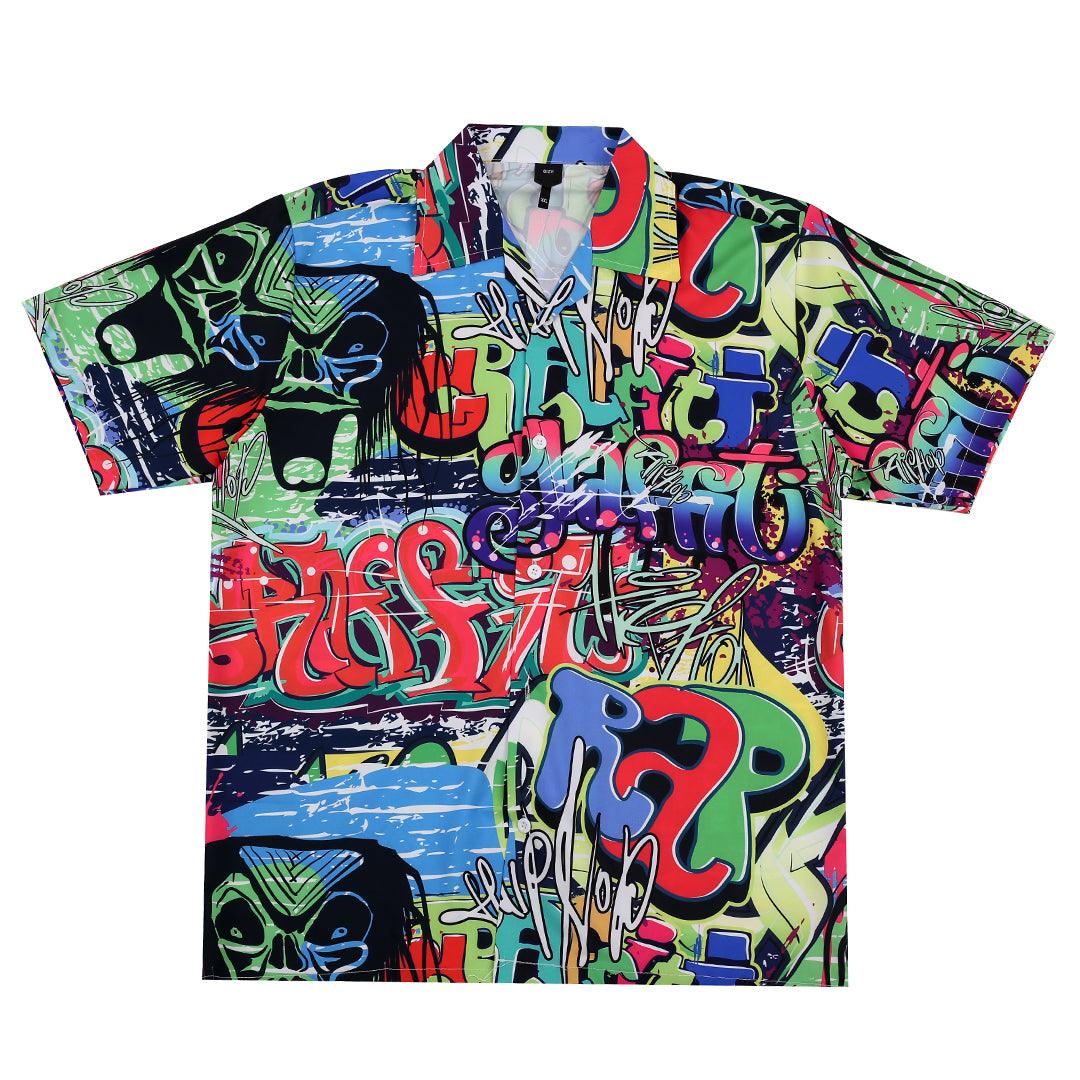 Graphic Designed Written Designed Multi-Colored Aloha Shirt - Obeezi.com