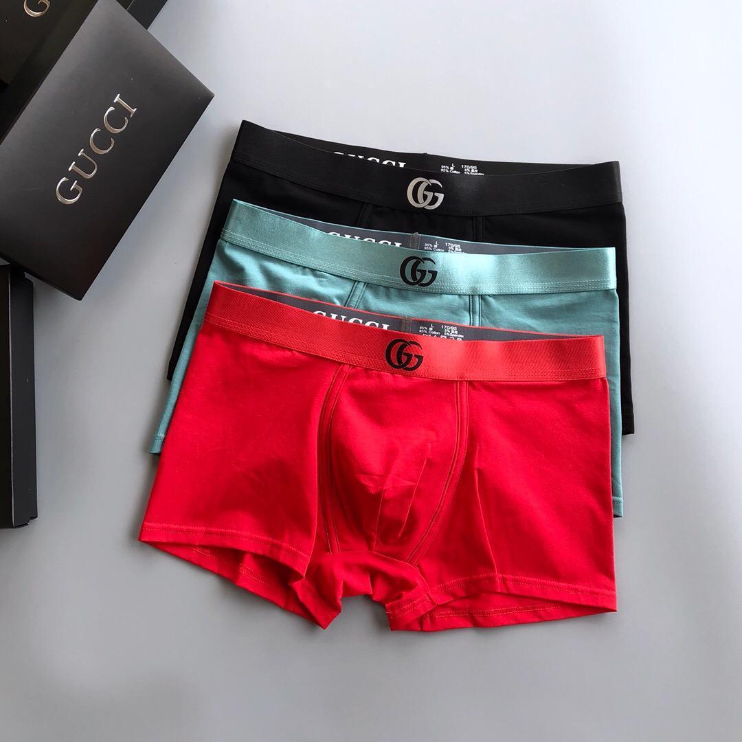 Guc 3 In 1 Cotton Comfortable Body-Suited Red, Black And Green Men's Boxers - Obeezi.com