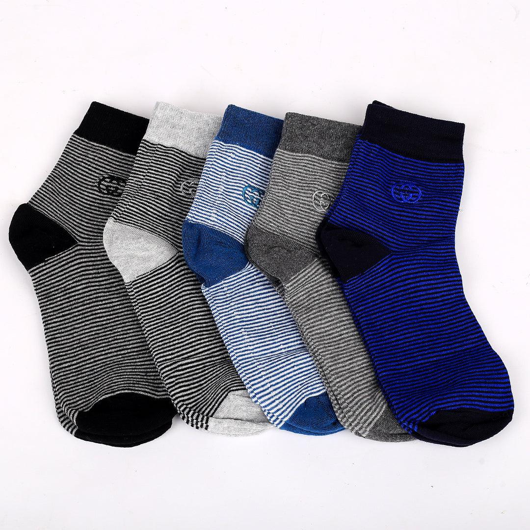 Guci 5 In 1 Cotton Stripe And Logo Designed Cotton Socks - Obeezi.com