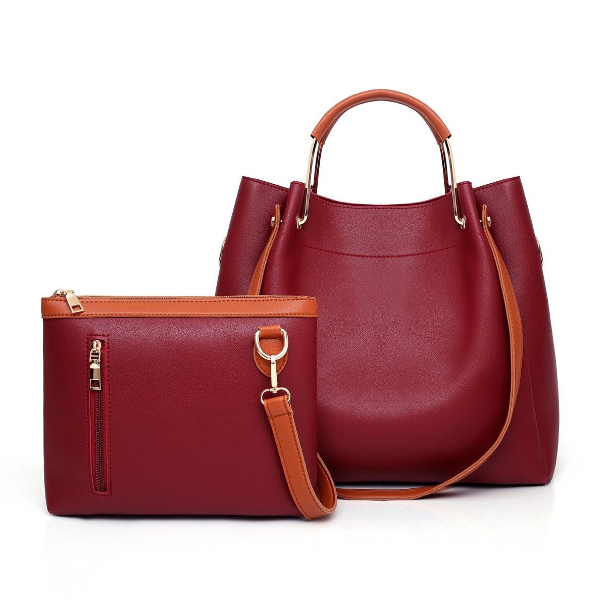 Guluded Leather Portable Handbag-Beige - Obeezi.com