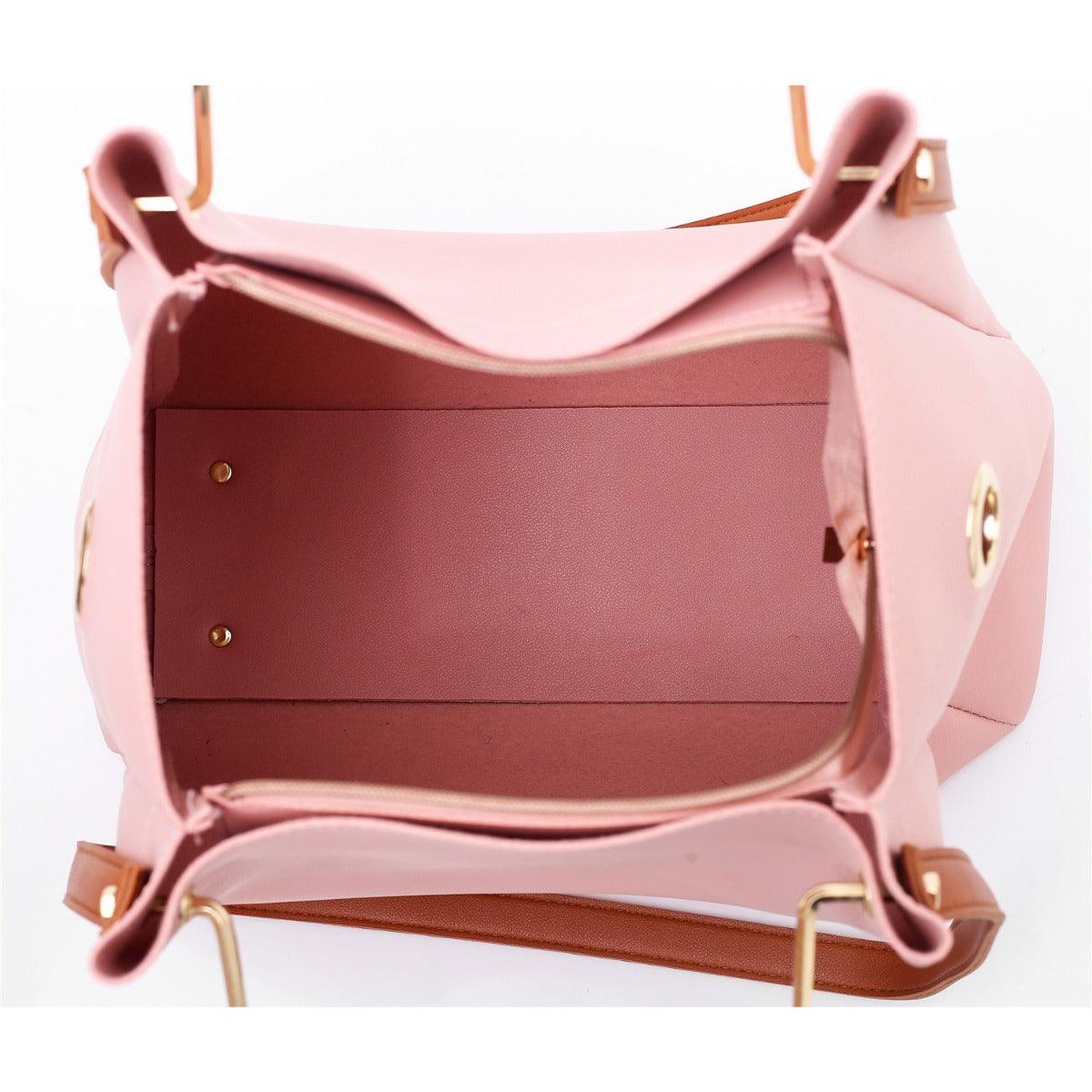 Guluded Leather Portable Handbag-Beige - Obeezi.com