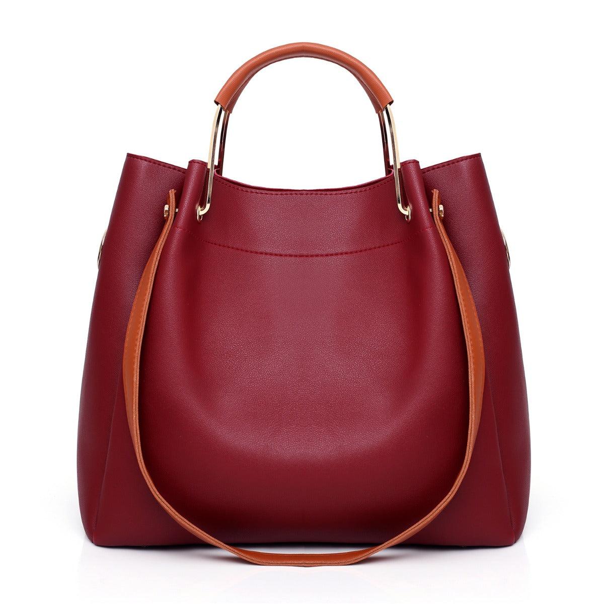 Guluded Leather Portable Handbag Red - Obeezi.com