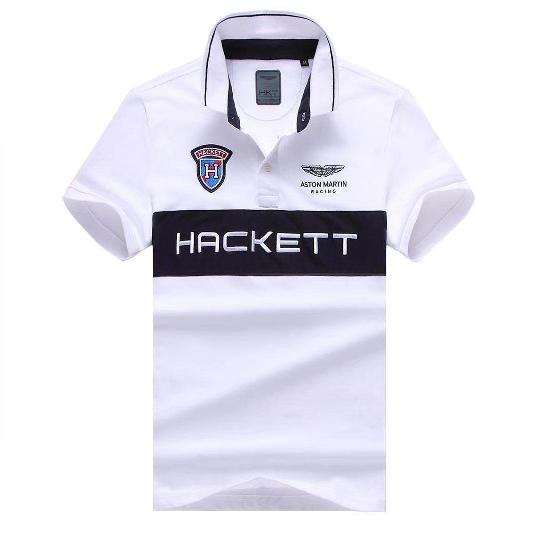 Hackett Aston Martin Racing Men's Premium Cotton Polo Shirt- White - Obeezi.com