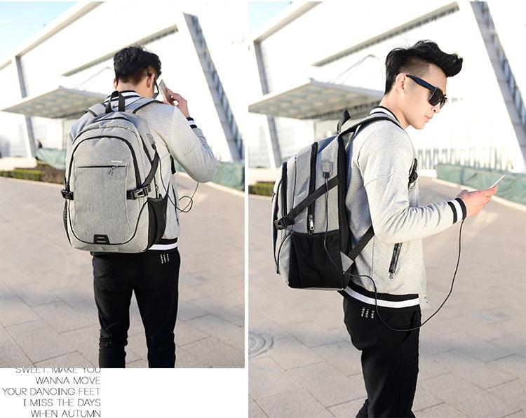 Haven Large Capacity Laptop Backpack With USB Charging Port-Black - Obeezi.com