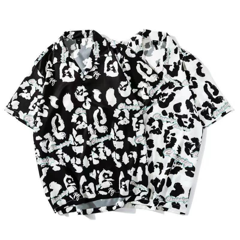 Hawaiian Black And White Mixed Designed Aloha Shirt - Obeezi.com
