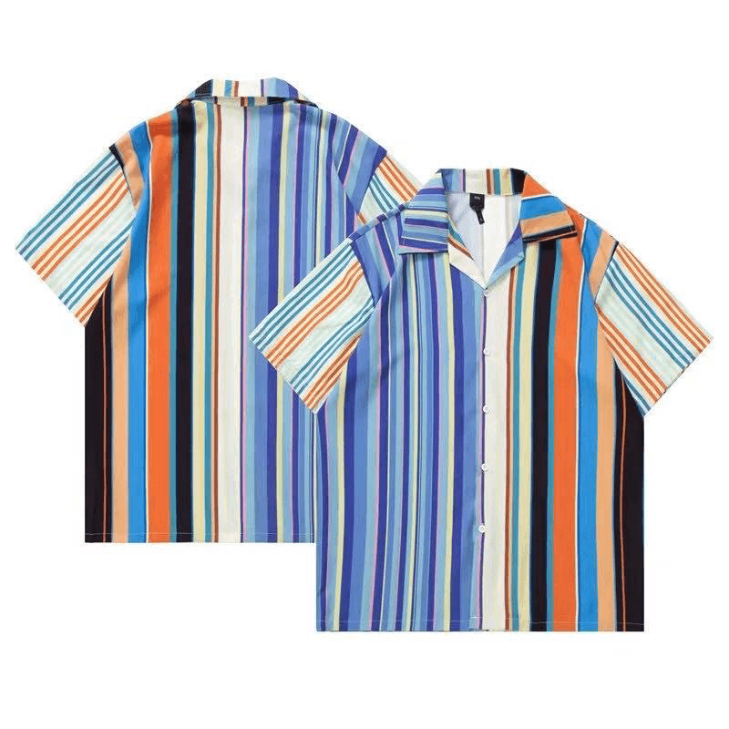 Hawaiian Multi Colors Blocked Designed Print Relaxed Shirt - Obeezi.com