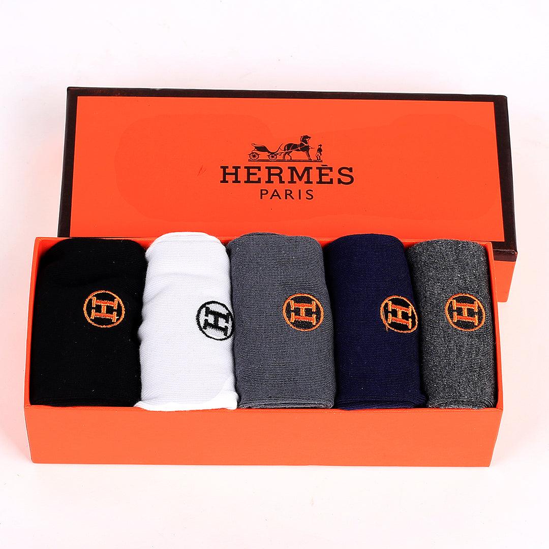 Herm Cotton 5 In 1 Logo Designed Grey, Blue, White, Ash And Black Socks - Obeezi.com