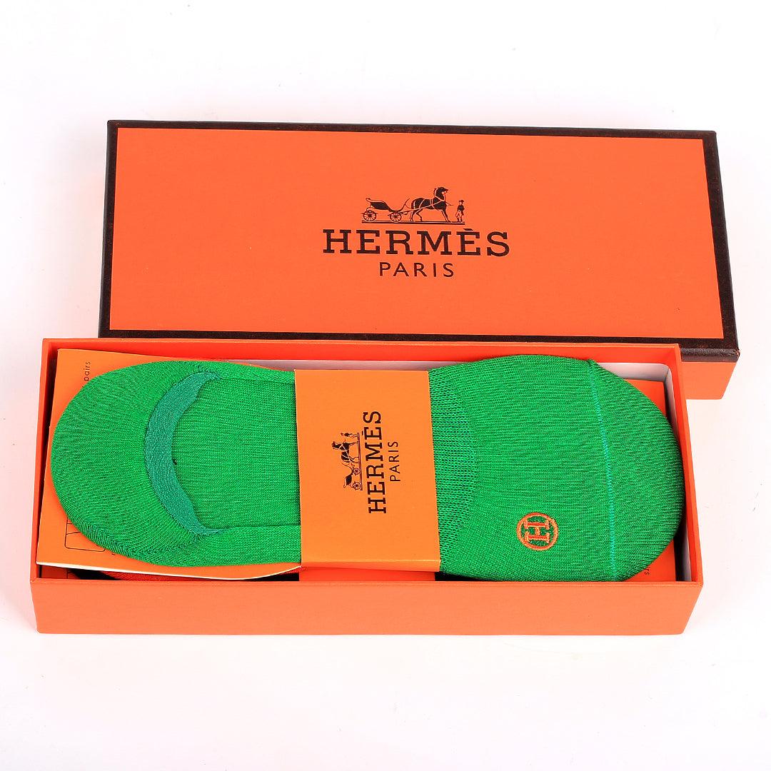 Herm Non-Slip Heel Cotton Blend Orange, Brown, White, Green And Black Socks - Obeezi.com