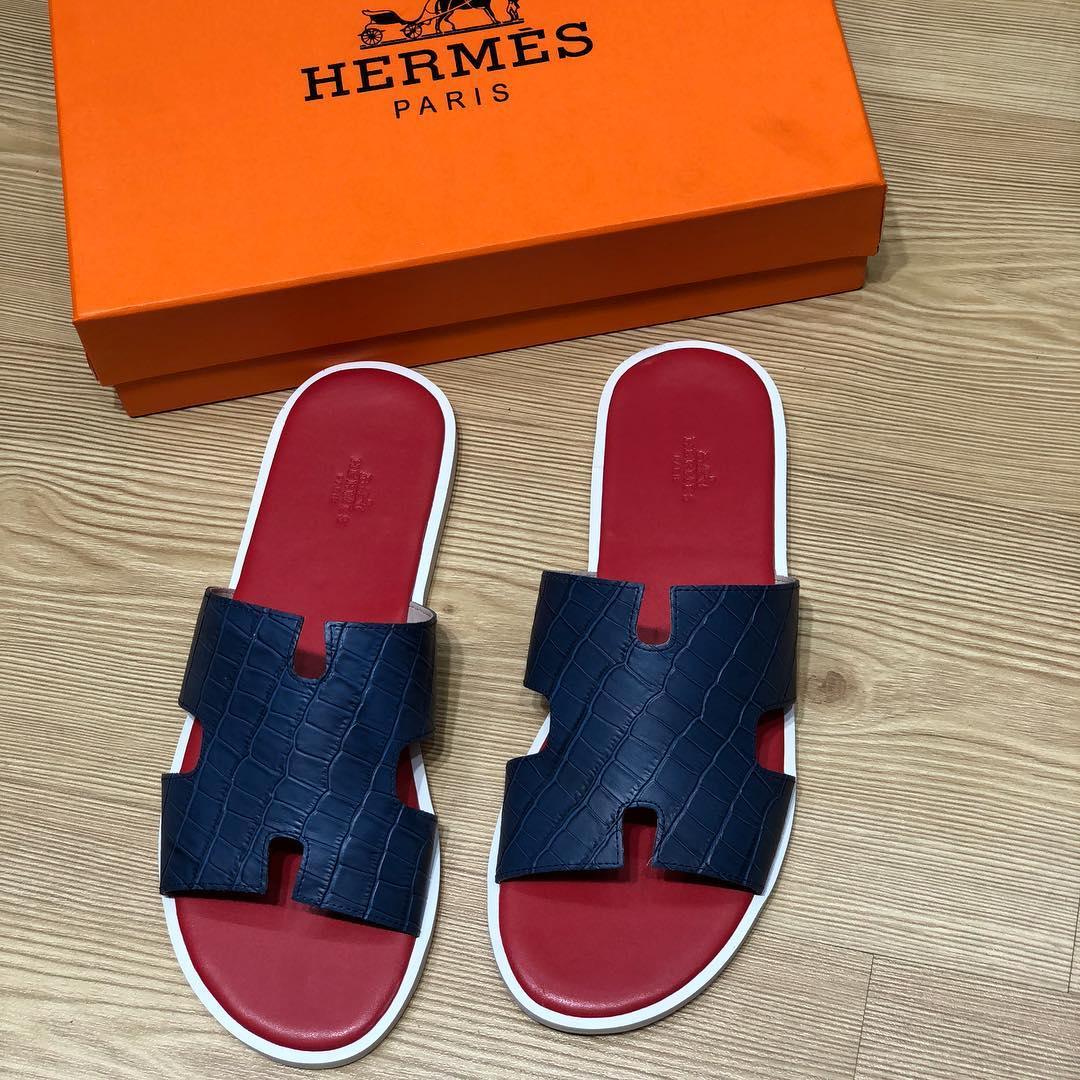 Hermes Croc Calfskin Epsom Bi Color Izmir Mens Sandal - Obeezi.com
