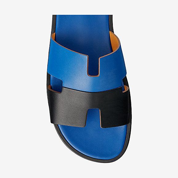 Hermes Epsom Bi Color Izmir Mens Sandals Blue and Black - Obeezi.com